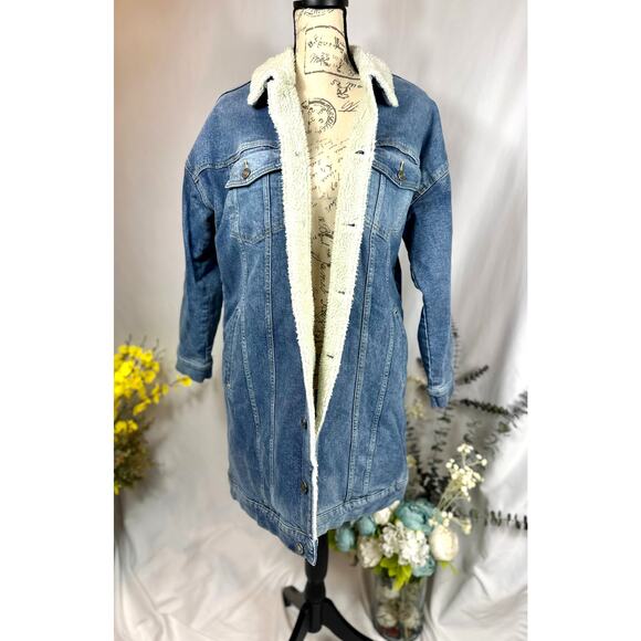 LNDN Landon Denim Sherpa Lined Trench Jacket Medium Wash XS/S - Picture 4 of 16